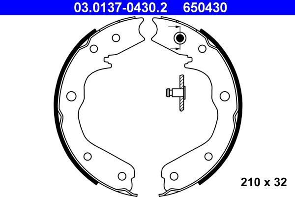 ATE 03.0137-0430.2 - Bremžu loku kompl., Stāvbremze www.autospares.lv