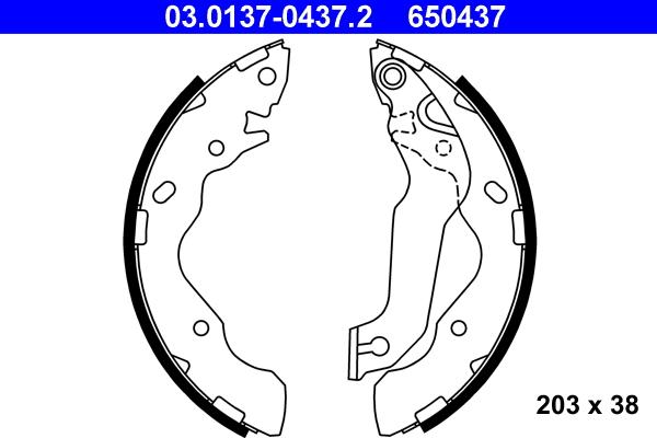 ATE 03.0137-0437.2 - Brake Shoe Set www.autospares.lv