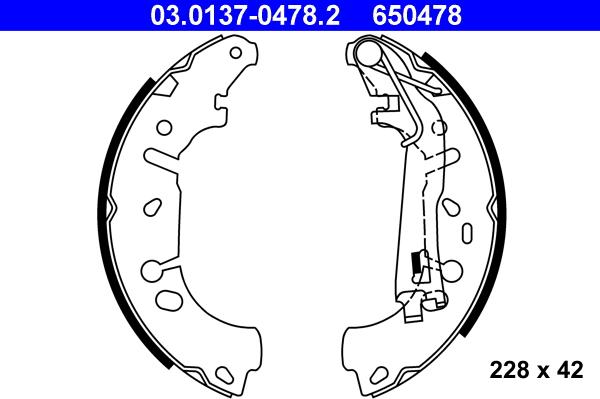 ATE 03.0137-0478.2 - Brake Shoe Set www.autospares.lv