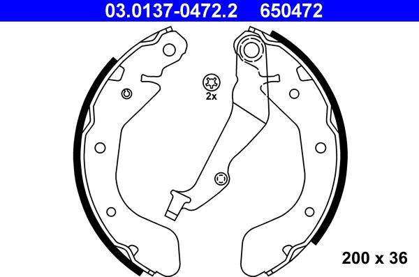 ATE 03.0137-0472.2 - Brake Shoe Set www.autospares.lv