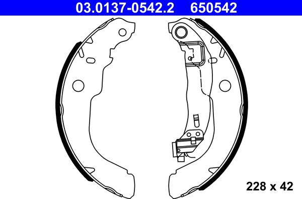 ATE 03.0137-0542.2 - Brake Shoe Set www.autospares.lv