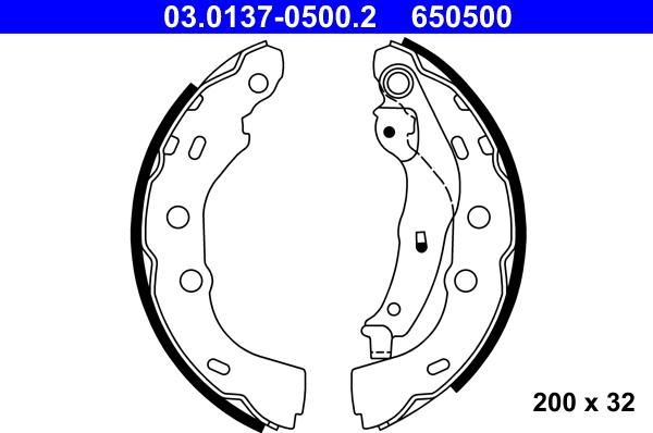 ATE 03.0137-0500.2 - Bremžu loku komplekts www.autospares.lv