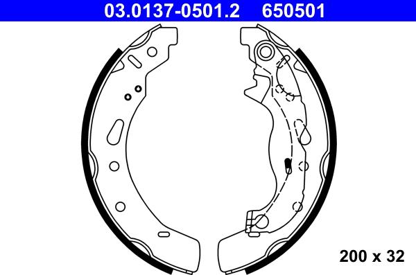 ATE 03.0137-0501.2 - Brake Shoe Set www.autospares.lv