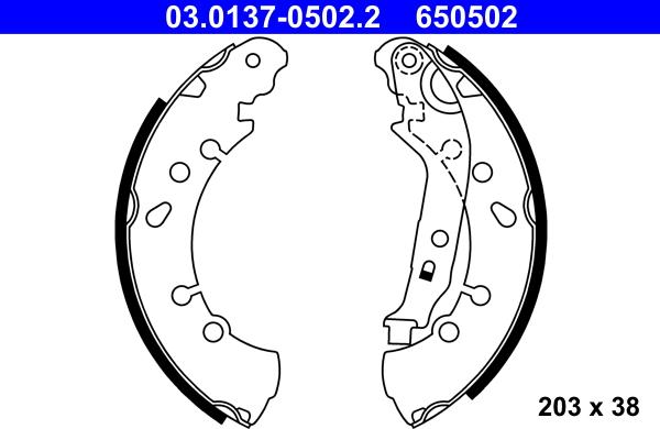 ATE 03.0137-0502.2 - Bremžu loku komplekts www.autospares.lv