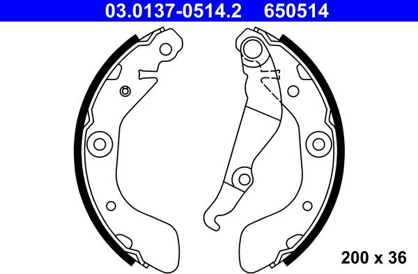 ATE 03.0137-0514.2 - Bremžu loku komplekts www.autospares.lv