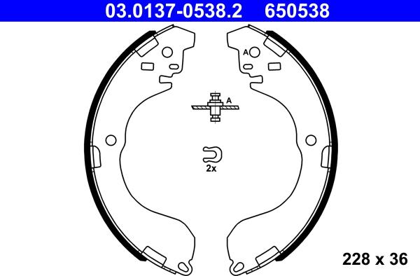 ATE 03.0137-0538.2 - Bremžu loku komplekts www.autospares.lv