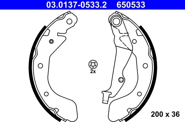 ATE 03.0137-0533.2 - Brake Shoe Set www.autospares.lv