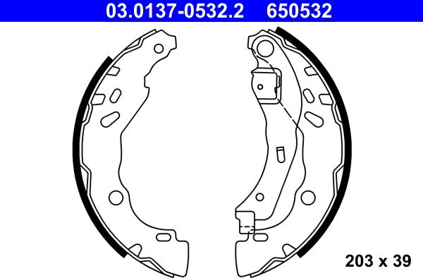 ATE 03.0137-0532.2 - Bremžu loku komplekts www.autospares.lv