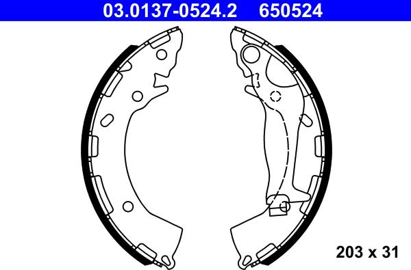 ATE 03.0137-0524.2 - Bremžu loku komplekts www.autospares.lv