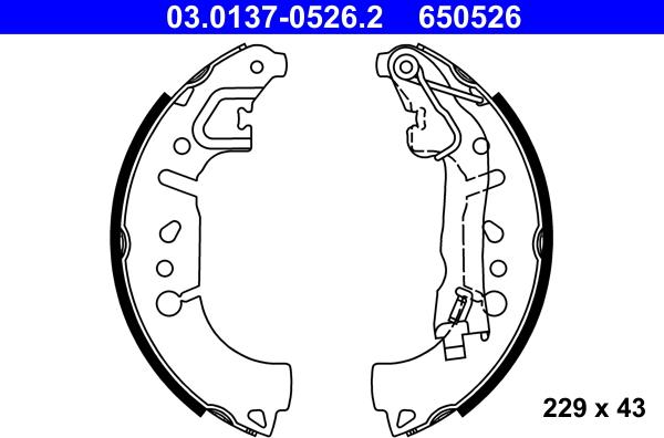 ATE 03.0137-0526.2 - Bremžu loku komplekts www.autospares.lv