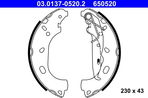 ATE 03.0137-0520.2 - Bremžu loku komplekts autospares.lv