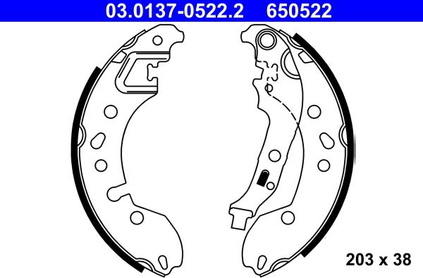 ATE 03.0137-0522.2 - Bremžu loku komplekts www.autospares.lv