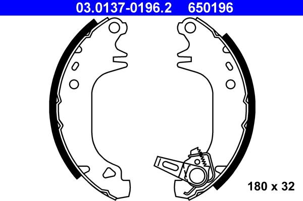 ATE 03.0137-0196.2 - Brake Shoe Set www.autospares.lv