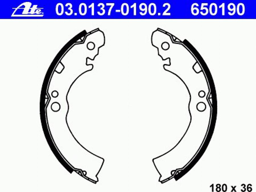 ATE 03.0137-0190.2 - Bremžu loku komplekts www.autospares.lv