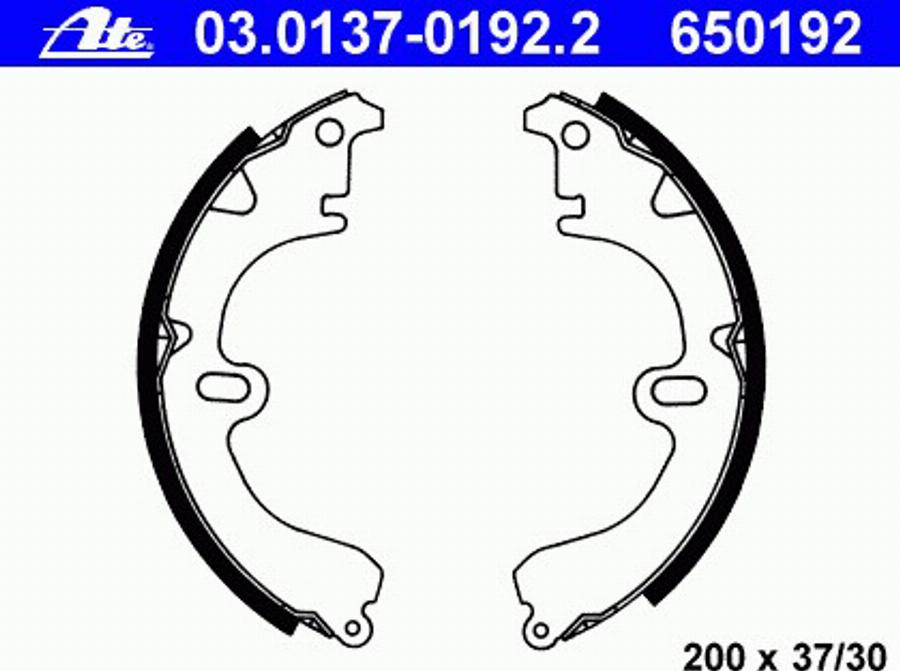 ATE 03 0137 0192 2 - Brake Shoe Set www.autospares.lv