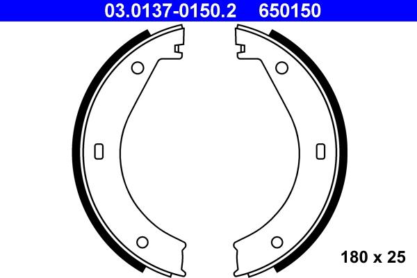 ATE 03.0137-0150.2 - Bremžu loku kompl., Stāvbremze autospares.lv