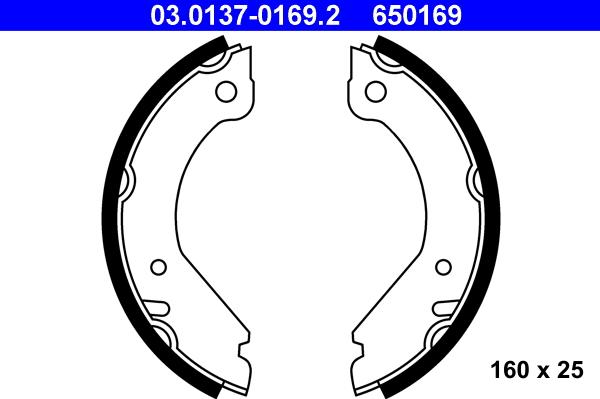 ATE 03.0137-0169.2 - Bremžu loku kompl., Stāvbremze www.autospares.lv