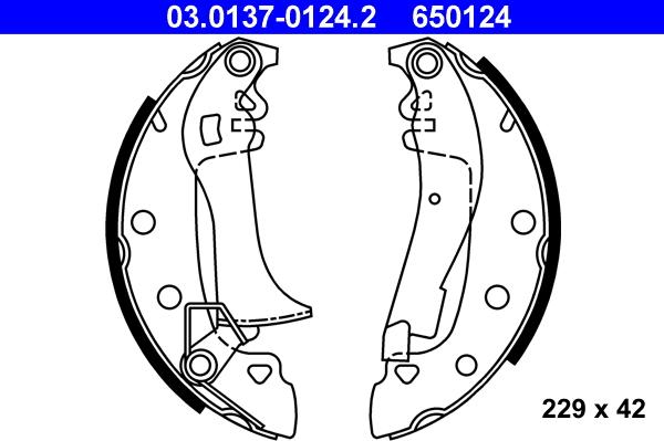 ATE 03.0137-0124.2 - Brake Shoe Set www.autospares.lv