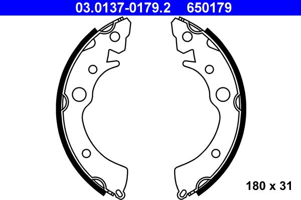 ATE 03.0137-0179.2 - Bremžu loku komplekts www.autospares.lv