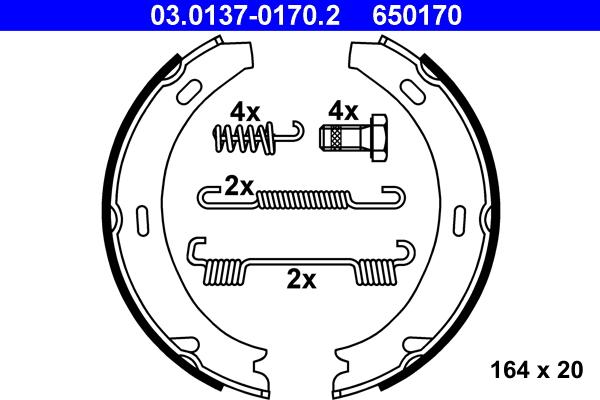 ATE 03.0137-0170.2 - Bremžu loku kompl., Stāvbremze www.autospares.lv