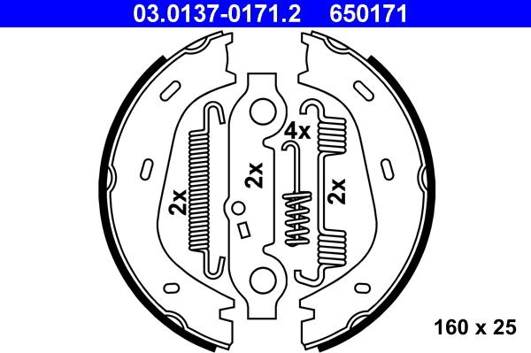 ATE 03.0137-0171.2 - Bremžu loku kompl., Stāvbremze autospares.lv