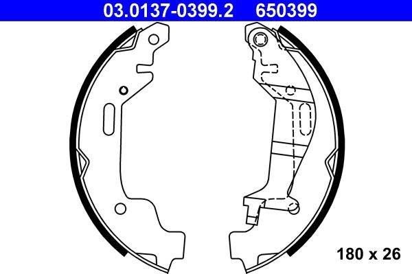 ATE 03.0137-0399.2 - Bremžu loku komplekts www.autospares.lv