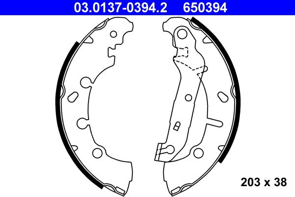 ATE 03.0137-0394.2 - Brake Shoe Set www.autospares.lv