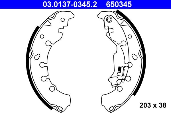 ATE 03.0137-0345.2 - Bremžu loku komplekts www.autospares.lv