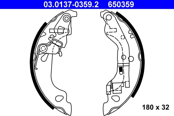 ATE 03.0137-0359.2 - Bremžu loku komplekts www.autospares.lv