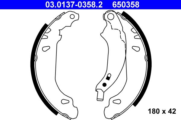 ATE 03.0137-0358.2 - Brake Shoe Set www.autospares.lv