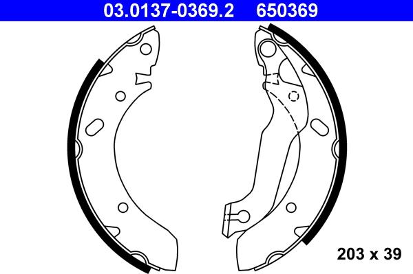 ATE 03.0137-0369.2 - Bremžu loku komplekts www.autospares.lv