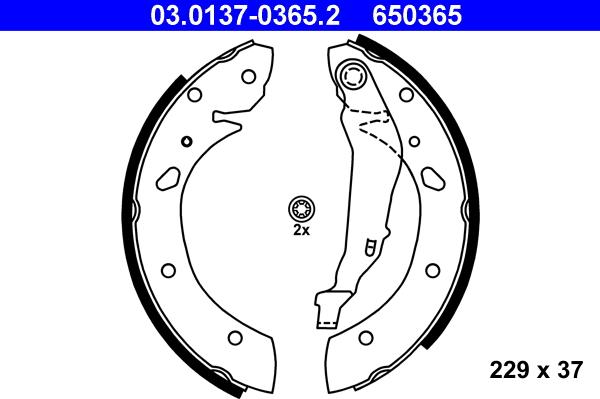 ATE 03.0137-0365.2 - Bremžu loku komplekts www.autospares.lv