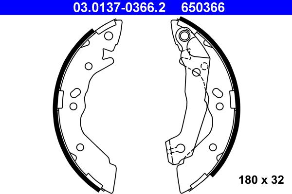 ATE 03.0137-0366.2 - Bremžu loku komplekts www.autospares.lv