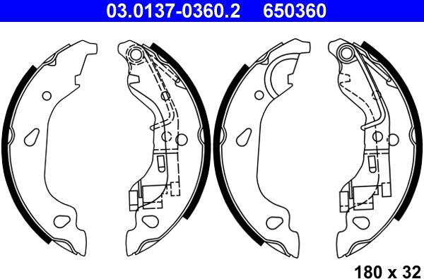 ATE 03.0137-0360.2 - Bremžu loku komplekts www.autospares.lv