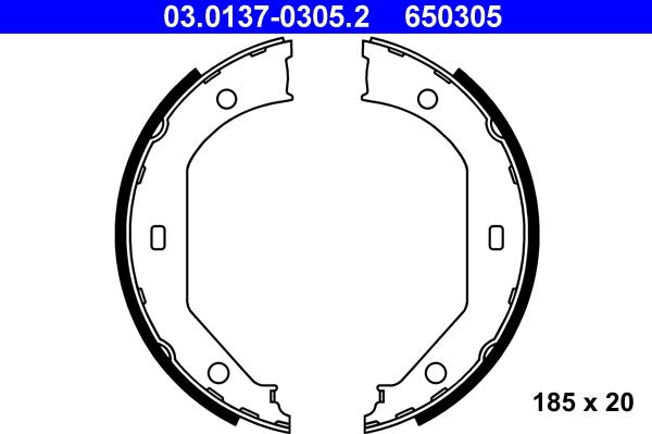 ATE 03.0137-0305.2 - Bremžu loku kompl., Stāvbremze www.autospares.lv