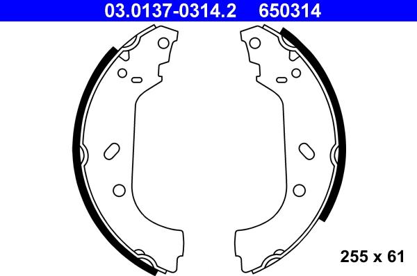 ATE 03.0137-0314.2 - Bremžu loku komplekts www.autospares.lv