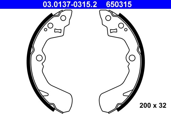 ATE 03.0137-0315.2 - Bremžu loku komplekts www.autospares.lv