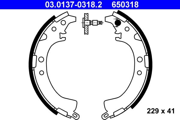 ATE 03.0137-0318.2 - Brake Shoe Set www.autospares.lv