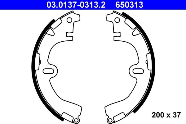 ATE 03.0137-0313.2 - Brake Shoe Set www.autospares.lv