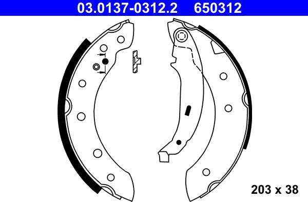 ATE 03.0137-0312.2 - Brake Shoe Set www.autospares.lv