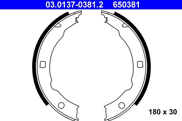 ATE 03.0137-0381.2 - Bremžu loku kompl., Stāvbremze www.autospares.lv