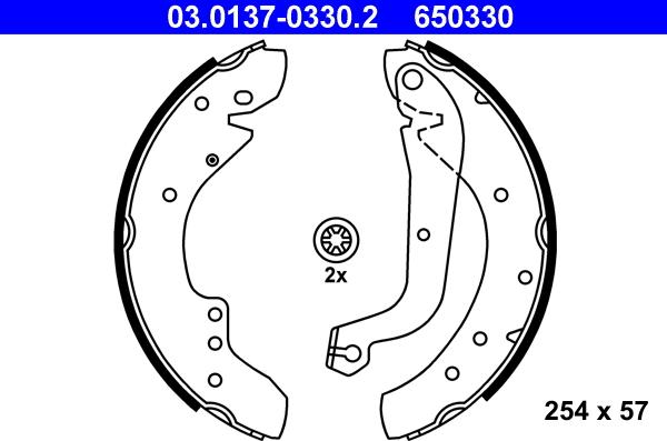 ATE 03.0137-0330.2 - Brake Shoe Set www.autospares.lv