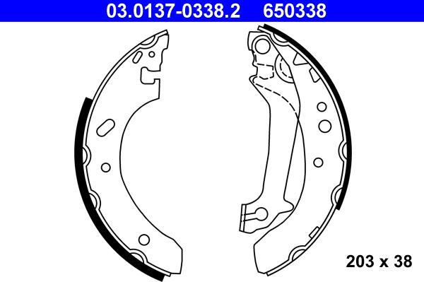 ATE 03.0137-0338.2 - Brake Shoe Set www.autospares.lv