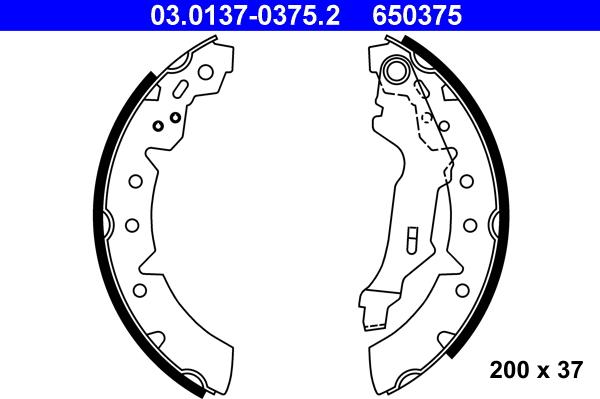 ATE 03.0137-0375.2 - Brake Shoe Set www.autospares.lv