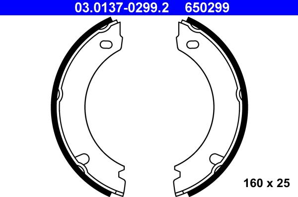 ATE 03.0137-0299.2 - Bremžu loku kompl., Stāvbremze www.autospares.lv