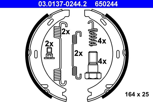 ATE 03.0137-0244.2 - Bremžu loku kompl., Stāvbremze www.autospares.lv