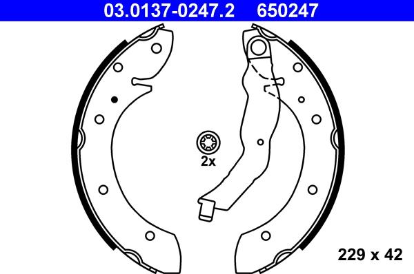 ATE 03.0137-0247.2 - Brake Shoe Set www.autospares.lv