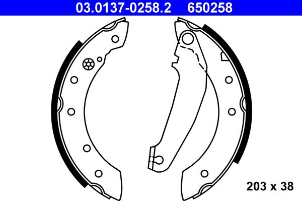 ATE 03.0137-0258.2 - Bremžu loku komplekts www.autospares.lv