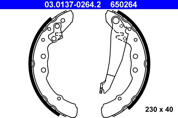 ATE 03.0137-0264.2 - Brake Shoe Set www.autospares.lv