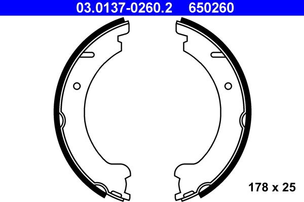 ATE 03.0137-0260.2 - Bremžu loku kompl., Stāvbremze www.autospares.lv